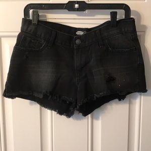 Black denim shorts